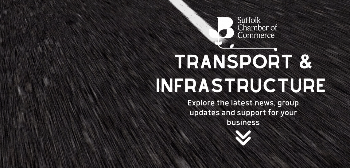 The title banner reads: Transport and Infrastructure - explore the latest news, group updates and support for your business